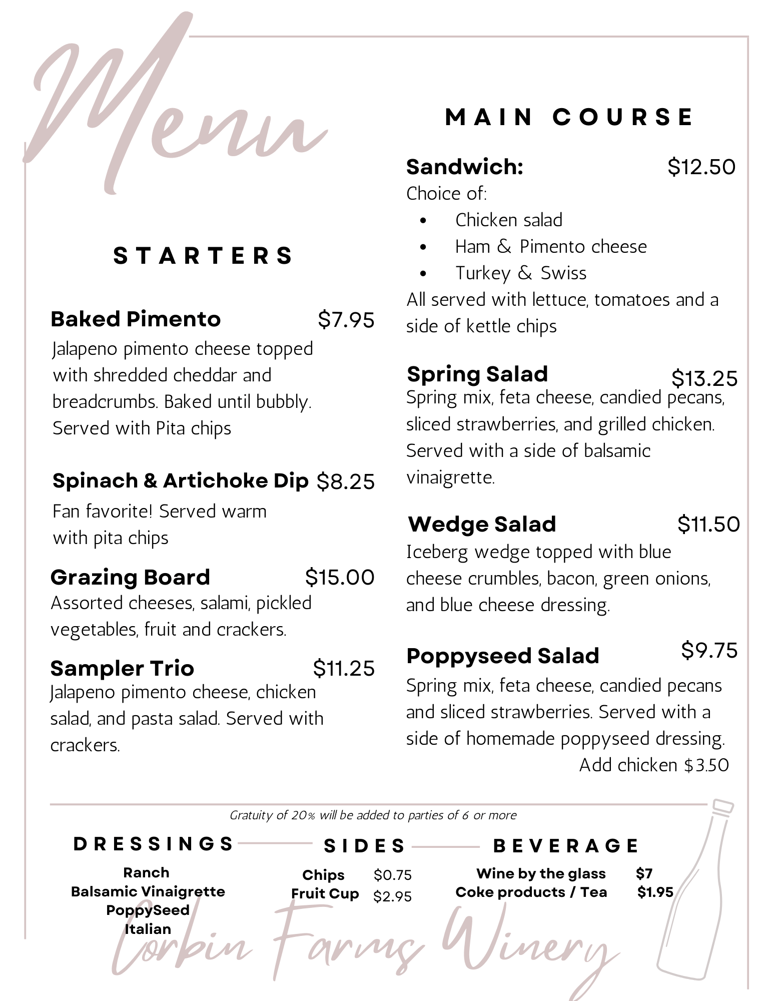 Corbin Farms Winery | Restaurant